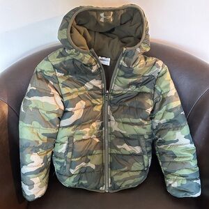 Under Armour Youth Boys Kids Camo Reversible Pronto Puffer Jacket Fleece